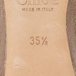 Pre Owned Chloé Metallic Scalloped Leather Lauren Ballet Flats Size 35.5