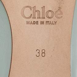Pre Owned Chloe Mint Green Scalloped Leather Lauren Ballet Flats Size 38