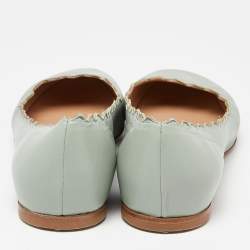 Pre Owned Chloe Mint Green Scalloped Leather Lauren Ballet Flats Size 38