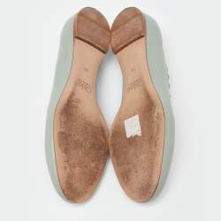 Pre Owned Chloe Mint Green Scalloped Leather Lauren Ballet Flats Size 38