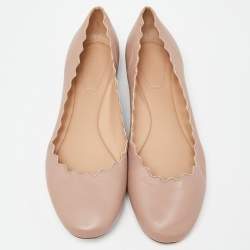 Pre Owned Chloe Dusty Pink Scalloped Leather Lauren Ballet Flats Size 38.5