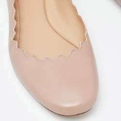 Pre Owned Chloe Dusty Pink Scalloped Leather Lauren Ballet Flats Size 38.5