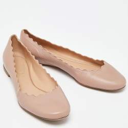 Pre Owned Chloe Dusty Pink Scalloped Leather Lauren Ballet Flats Size 38.5
