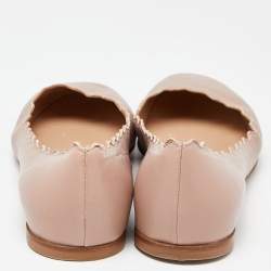 Pre Owned Chloe Dusty Pink Scalloped Leather Lauren Ballet Flats Size 38.5