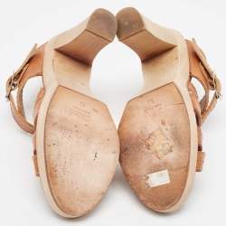Chloe Tan Leather Open Toe Platform Ankle Strap Sandals Size 39