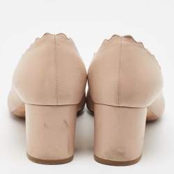 Pre Owned Chloe  Beige Leather Laurena Scalloped Pumps Size 37