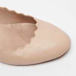 Pre Owned Chloe  Beige Leather Laurena Scalloped Pumps Size 37