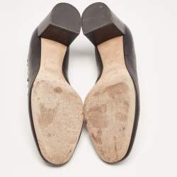 Pre Owned Chloe Black Scalloped Leather Lauren Block Heel Pumps Size 40