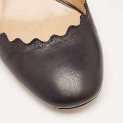 Pre Owned Chloe Black Scalloped Leather Lauren Block Heel Pumps Size 40