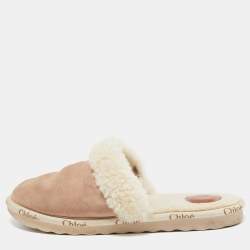 Tod's Beige/Brown Suede and Fur Moccassin Mules Size 39