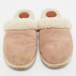 Tod's Beige/Brown Suede and Fur Moccassin Mules Size 39