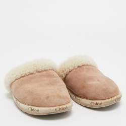 Tod's Beige/Brown Suede and Fur Moccassin Mules Size 39