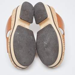 Chloe Brown Leather Woody Leather Slides Sandals Size 37