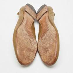 Pre Owned Chloe Green Leather Lauren Ballet Flats Size 38.5