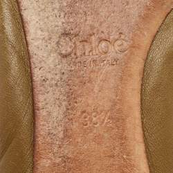 Pre Owned Chloe Green Leather Lauren Ballet Flats Size 38.5