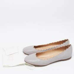 Pre Owned Chloe Grey Leather Ballet Flats Size 36