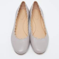 Pre Owned Chloe Grey Leather Ballet Flats Size 36