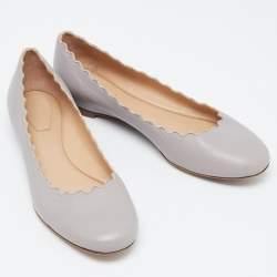 Pre Owned Chloe Grey Leather Ballet Flats Size 36