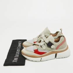 Pre Owned Chloe Tricolor Suede and Canvas Sonnie Sneakers Size 35