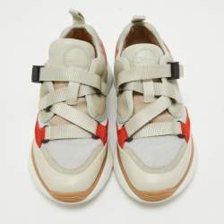 Pre Owned Chloe Tricolor Suede and Canvas Sonnie Sneakers Size 35
