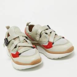 Pre Owned Chloe Tricolor Suede and Canvas Sonnie Sneakers Size 35