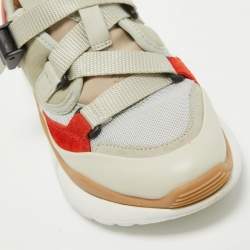 Pre Owned Chloe Tricolor Suede and Canvas Sonnie Sneakers Size 35