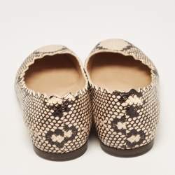 Chloe Two Tone Scalloped Embossed Python Lauren Ballet Flats Size 37