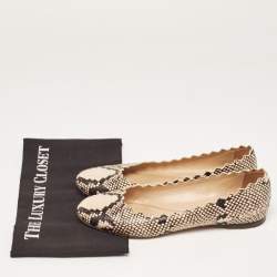 Chloe Two Tone Scalloped Embossed Python Lauren Ballet Flats Size 37