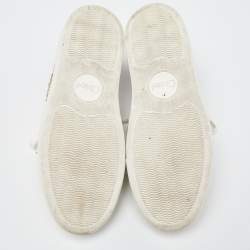 Pre Owned Chloé Beige Canvas and Suede Lauren Logo Embroidered Low Top Sneakers Size 39