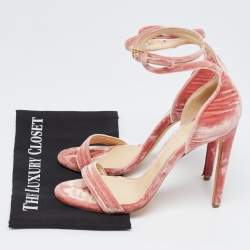 Chloé Pink Velvet Ankle Strap Sandals Size 40