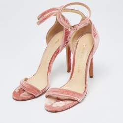 Chloé Pink Velvet Ankle Strap Sandals Size 40