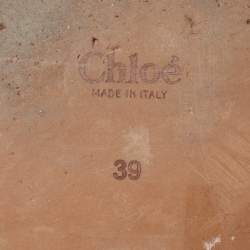 مملوكة مسبقًا Chloe Pink Leather Embroidered Logo Woody Flat Slides Size 39