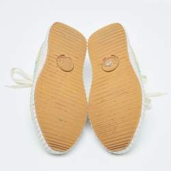 Pre Owned Chloe Multicolor Knit Fabric Panel Lace Up Sneakers Size 40