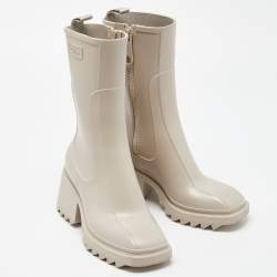 Pre Owned Chloe Cream Rubber Betty Mid Calf Rain Boots Size 38
