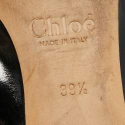 Pre Owned Chloe Black Patent Leather Laurena Scalloped Ballet Flats Size 39.5