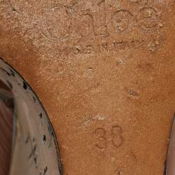 Chloe Brown Leather Cork Wedge Slingback Sandals Size 38