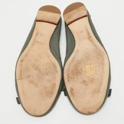 Pre Owned Chloe Grey Leather Knotted Chain Bow Ballet Flats Size 38