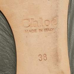 Pre Owned Chloe Grey Leather Knotted Chain Bow Ballet Flats Size 38