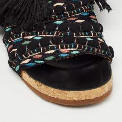 Chloe Multicolor Canvas Flat Slides Size 37 