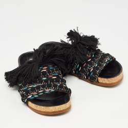 Chloe Multicolor Canvas Flat Slides Size 37 