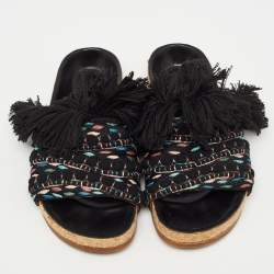 Chloe Multicolor Canvas Flat Slides Size 37 