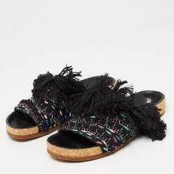 Chloe Multicolor Canvas Flat Slides Size 37 