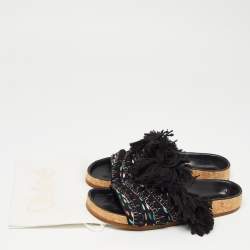 Chloe Multicolor Canvas Flat Slides Size 37 