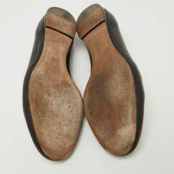 مملوكة مسبقًا Chloe Black Scalloped Leather Lauren Ballet Flats Size 38.5