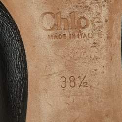 مملوكة مسبقًا Chloe Black Scalloped Leather Lauren Ballet Flats Size 38.5