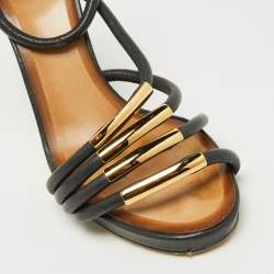 Chloe Black Leather Strappy Ankle Strap Sandals Size 38