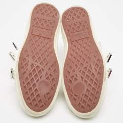 Pre Owned Chloe White Leather Studded Buckle High Top Sneakers Size 37