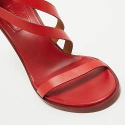 Chloe Red Leather Double Ankle Strap Niko Sandals Size 40