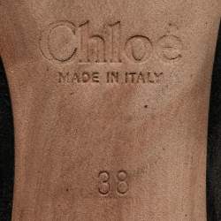 Pre Owned Chloe Black Suede Laurena Scalloped Block Heel Pumps Size 38