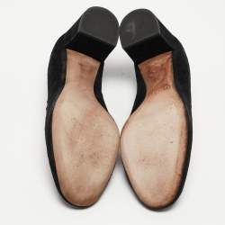 Pre Owned Chloe Black Suede Laurena Scalloped Block Heel Pumps Size 38